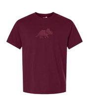 A maroon t-shirt with the Try Guys logo printed on the chest in puff paint in a similar maroon color. From the Try Guys.